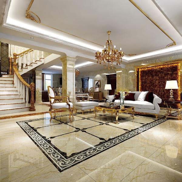 1xBET大理石瓷砖土耳其浅灰白KYS8089瓷砖客厅效果图