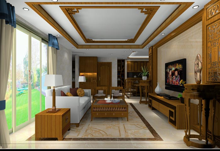 1xBET家装：：井冈山协调家园安顿小区130㎡中式气概装修鉴赏