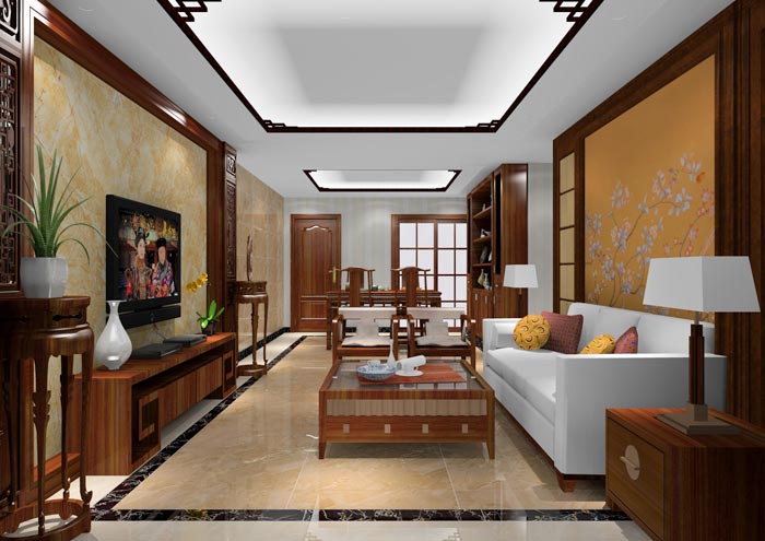 1xBET家装：：佛山狮山上林苑90㎡中式气概装修鉴赏